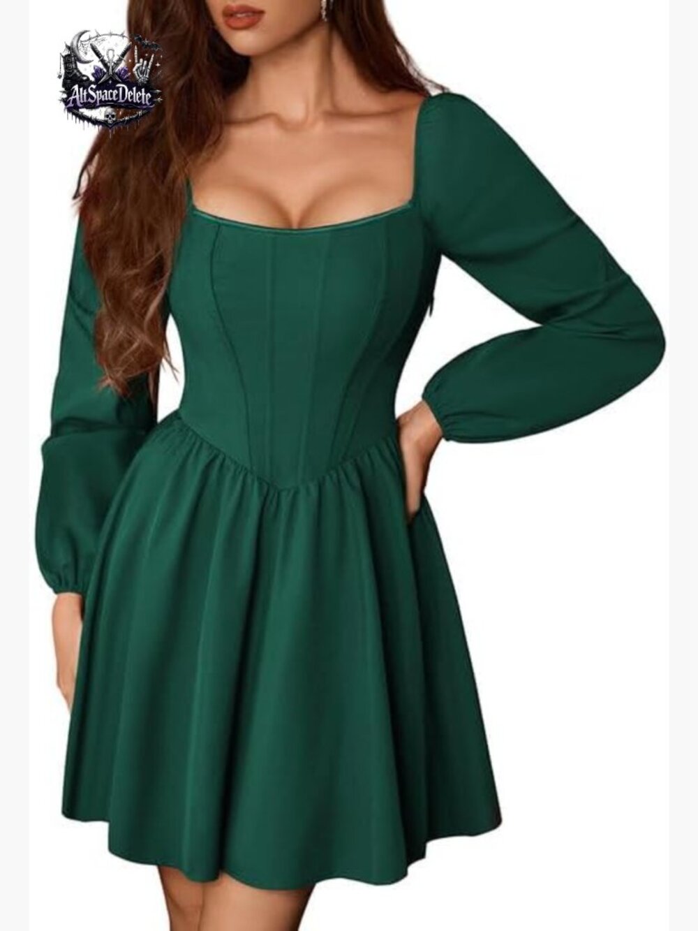 Renaissance Corset Mini Dress Long Sleeve Formal Wedding Guest Party